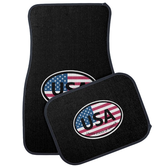 American flag USA country code oval car sign logo Car Floor Mat (Set)