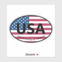 American flag USA country code oval vinyl car