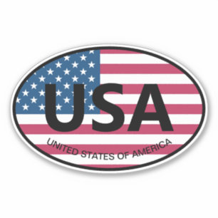 American flag USA country code oval vinyl car Sticker