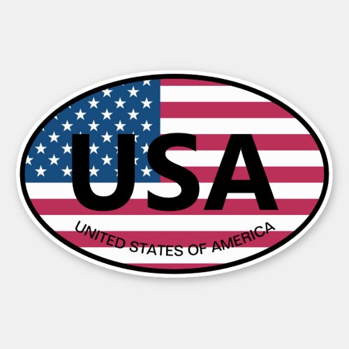 American flag USA country code oval vinyl car Sticker