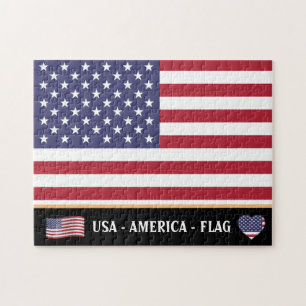 American Flag & USA country / United States Jigsaw Puzzle