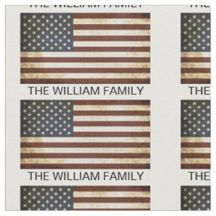 American flag USA Custom Family name patriotic  Fabric