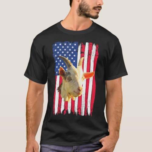 American Flag USA Goat Farm Animal Patriotic T_Shirt