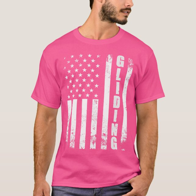 American Flag Usa Hang Gliding Glider Patriotic Ha T-Shirt (Front)