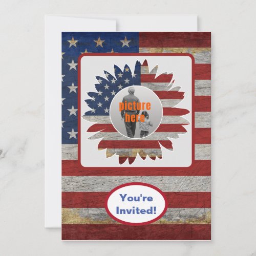 American Flag USA holiday Birthday Party Event Invitation