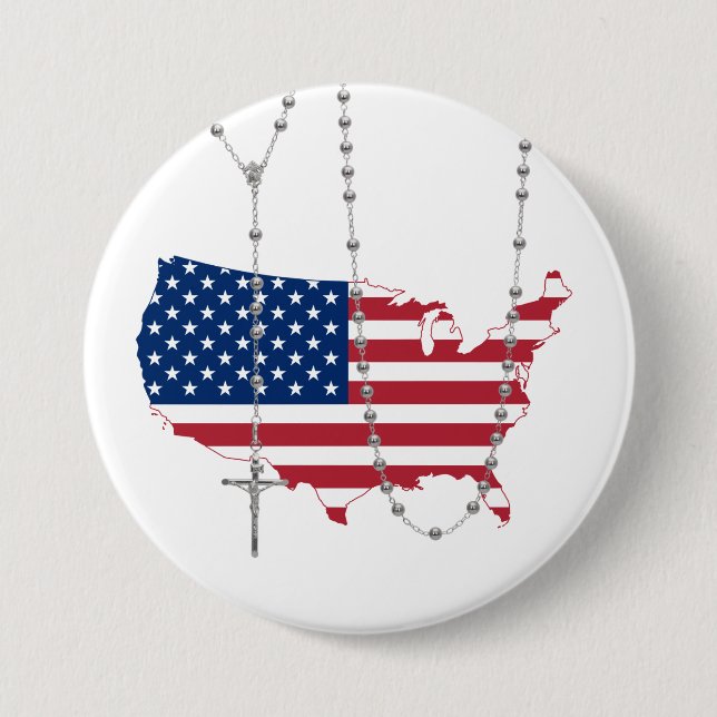 American Flag USA Holy Rosary Button (Front)