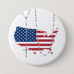 American Flag USA Holy Rosary Button