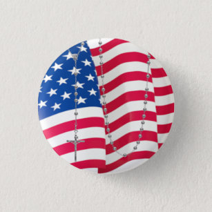 American Flag USA Holy Rosary Button