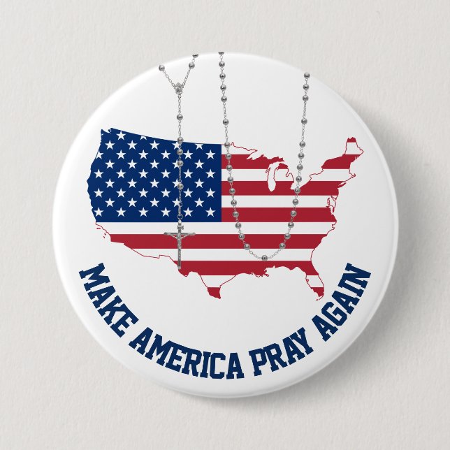 American Flag USA Holy Rosary Button (Front)