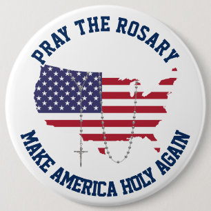 American Flag USA Holy Rosary Button