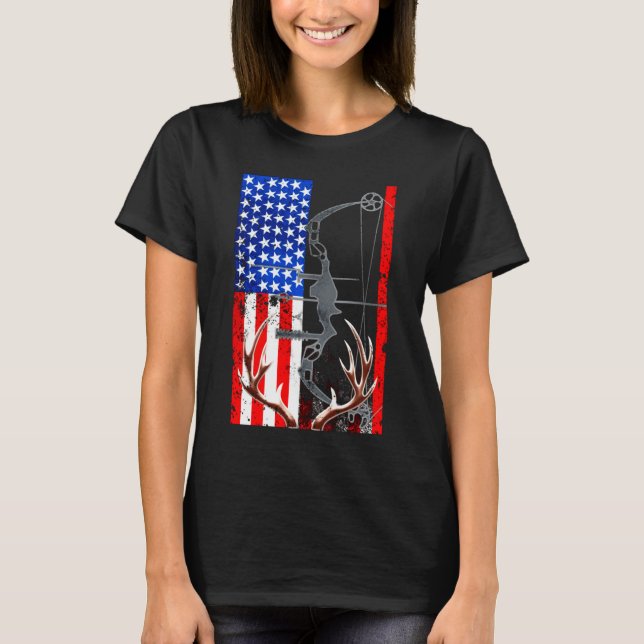 American Flag USA Hunter Bow T-Shirt (Front)