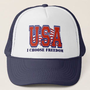 American Flag USA I Choose Freedom Patriotic Trucker Hat