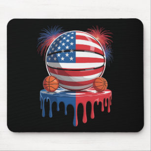American Flag Usa Ice Cream Drip Game Sketll Drip Mouse Pad