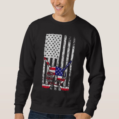 American Flag USA Ice Hockey Apparel For Hockey Fa Sweatshirt