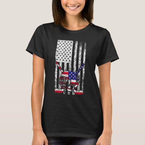 American Flag USA Ice Hockey Apparel For Hockey Fa T_Shirt
