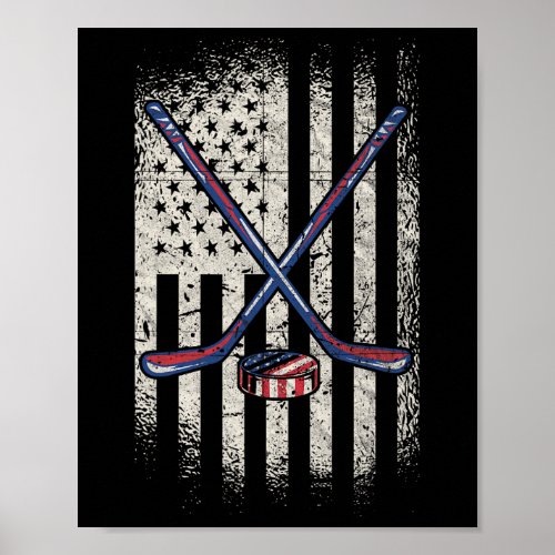 American Flag _ Usa Ice Hockey  Poster