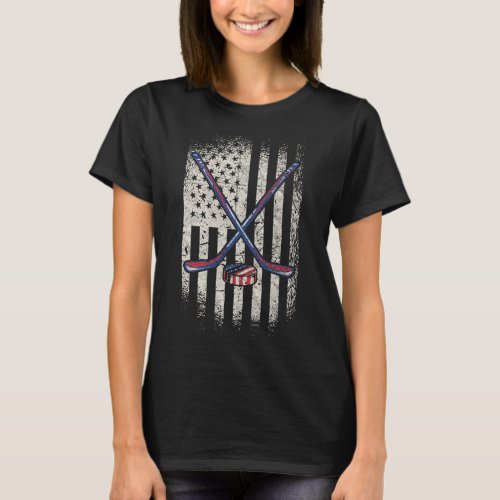 American Flag _ Usa Ice Hockey  T_Shirt