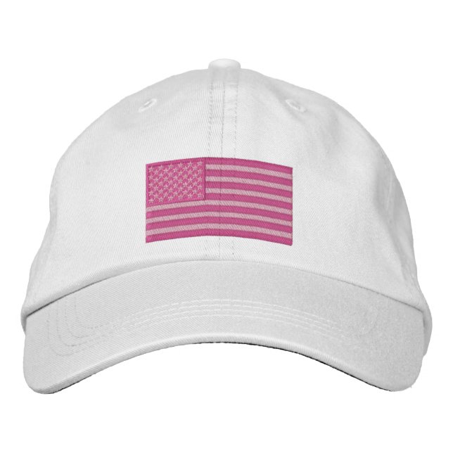 American Flag USA Large Embroidery Embroidered Baseball Hat (Front)