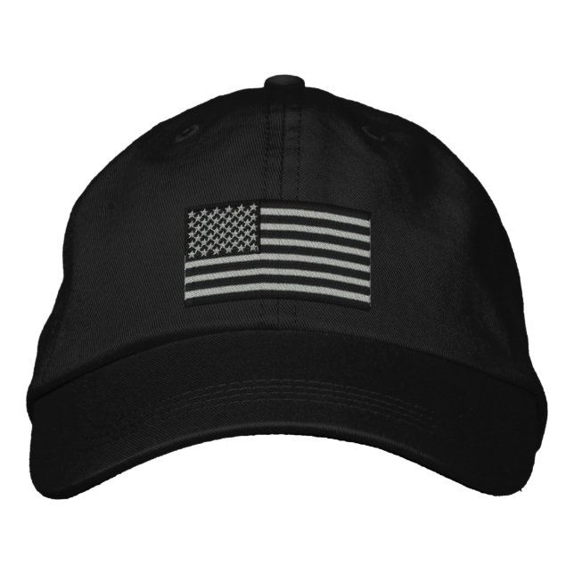 American Flag USA Large Embroidery Embroidered Baseball Hat (Front)