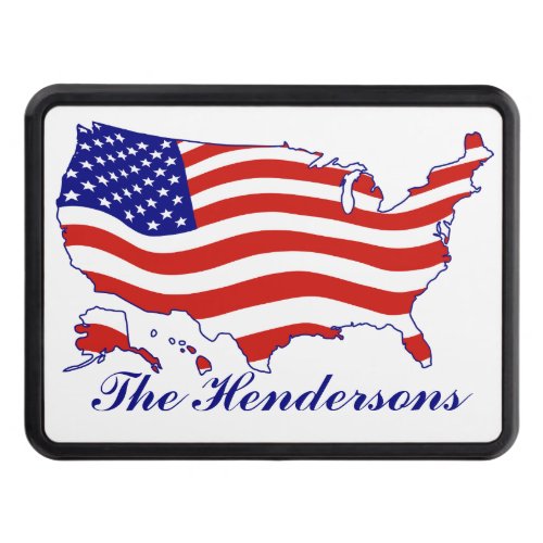 American Flag USA Map Hitch Cover