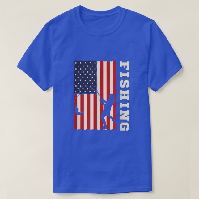 American Flag USA Patriotic Bass Fishing Fisherman T-Shirt (Design Front)