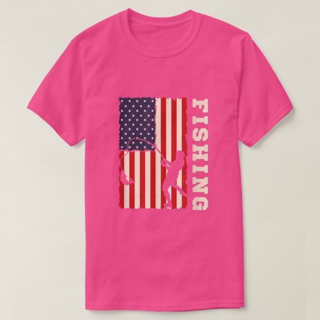 American Flag Usa Patriotic Bass Fishing Fisherman T-Shirt (Design Front)