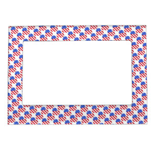 American Flag USA Patriotic July 4th Fourth Heart Magnetic Frame