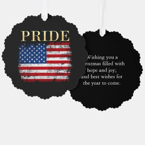 American Flag USA Patriotic Pride Flag 4th of July Ornament Card