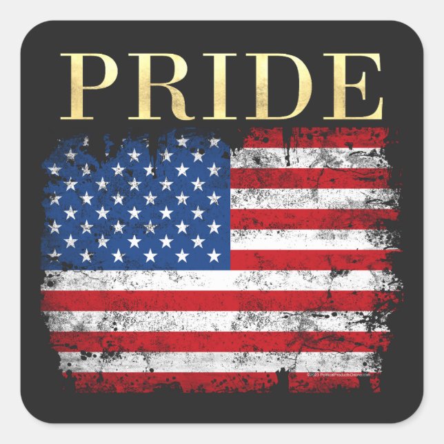American Flag USA Patriotic Pride Flag 4th of July Square Sticker (Front)