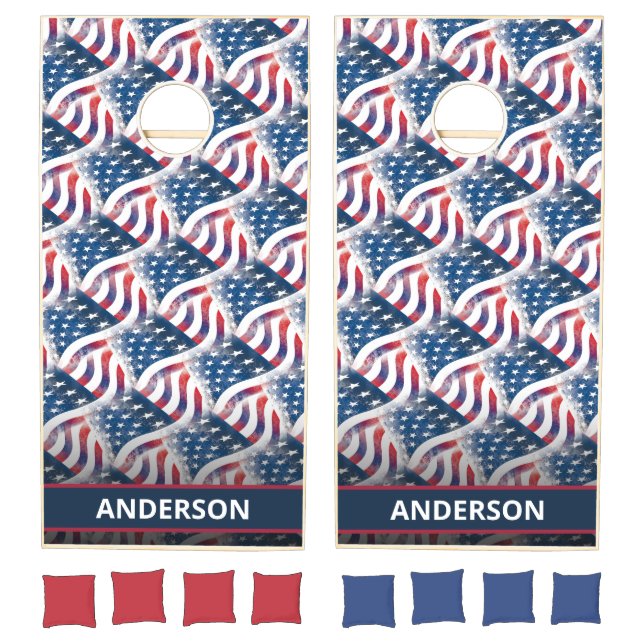 American Flag USA Patriotic Stars and Stripes Cornhole Set (Set)