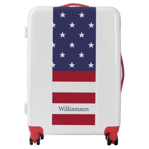 American Flag USA Patriotic Stars Stripes Name Luggage