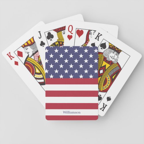 American Flag USA Patriotic Stars Stripes Name Playing Cards