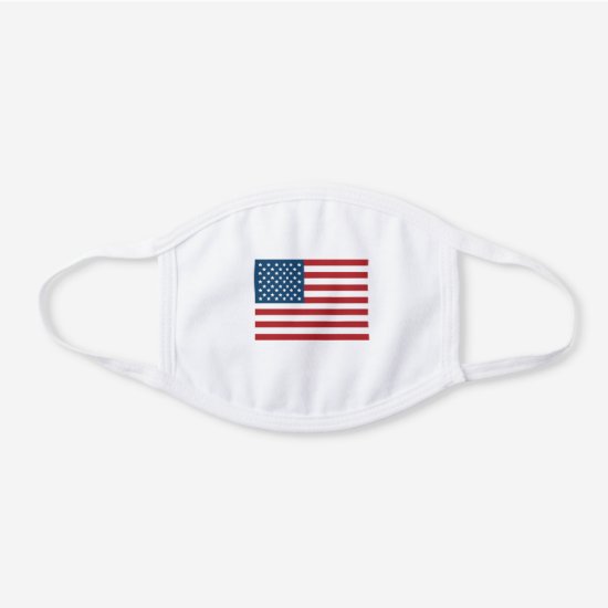 American Flag USA Patriotic White Cotton Face Mask