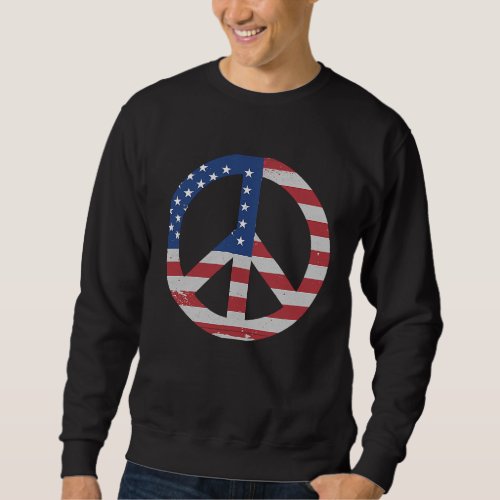 American Flag USA Peace Sign Hand Patriotic Sweatshirt