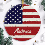 American Flag USA Personalized Patriotic Ceramic Ornament