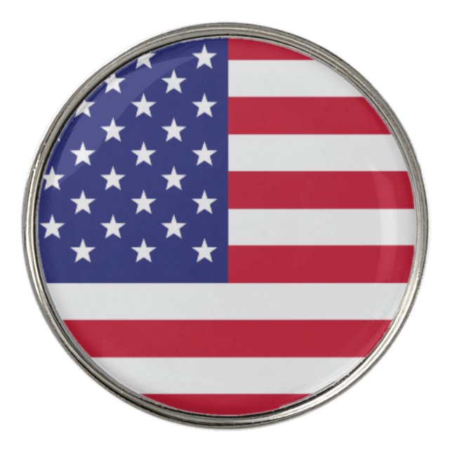 American Flag USA Red White Blue Patriotic Golf Ball Marker (Front)