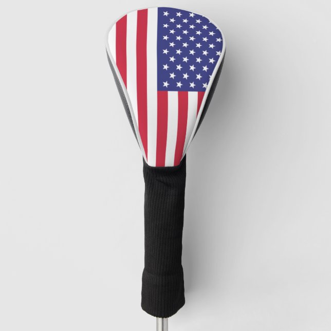 American Flag USA Red White Blue Patriotic Golf Head Cover (Front)