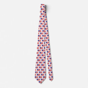 American Flag USA Red White Blue Patriotic Pattern Neck Tie