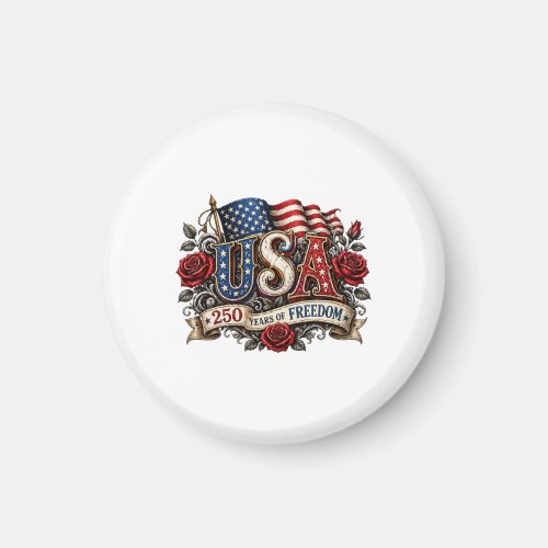 American Flag USA Roses 250 Years Freedom Graphic Magnet