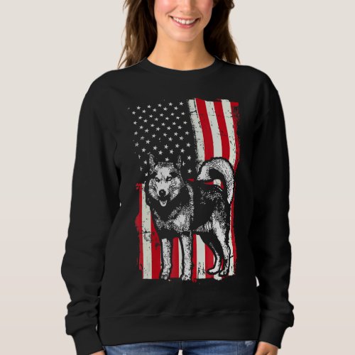 American Flag Usa Siberian Husky Wolf Dog Sweatshirt