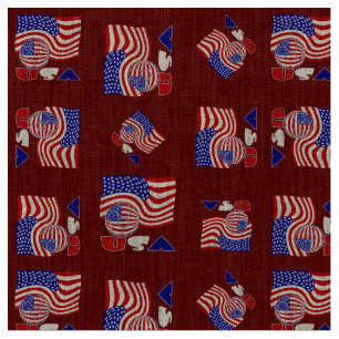 American Flag USA Soccer Ball Red Background Fabric