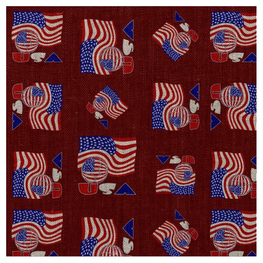 American Flag USA Soccer Ball Red Background Fabric