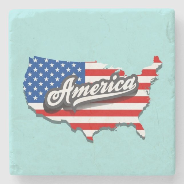 American Flag/USA Stone Coaster (Front)