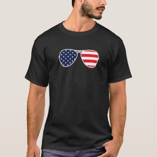 American Flag Usa Sunglasses Mens Womens Cool Boys T_Shirt