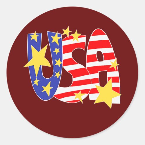 American Flag USA United States Of America US 4th Classic Round Sticker