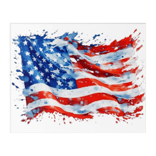 American Flag USA Watercolor 4th of July Acrylic Print