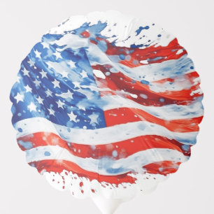 American Flag USA Watercolor 4th of July Balloon