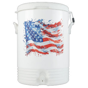 American Flag USA Watercolor 4th of July Beverage Cooler