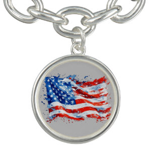 American Flag USA Watercolor 4th of July Bracelet