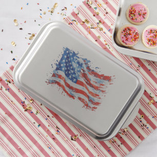 American Flag USA Watercolor 4th of July Cake Pan